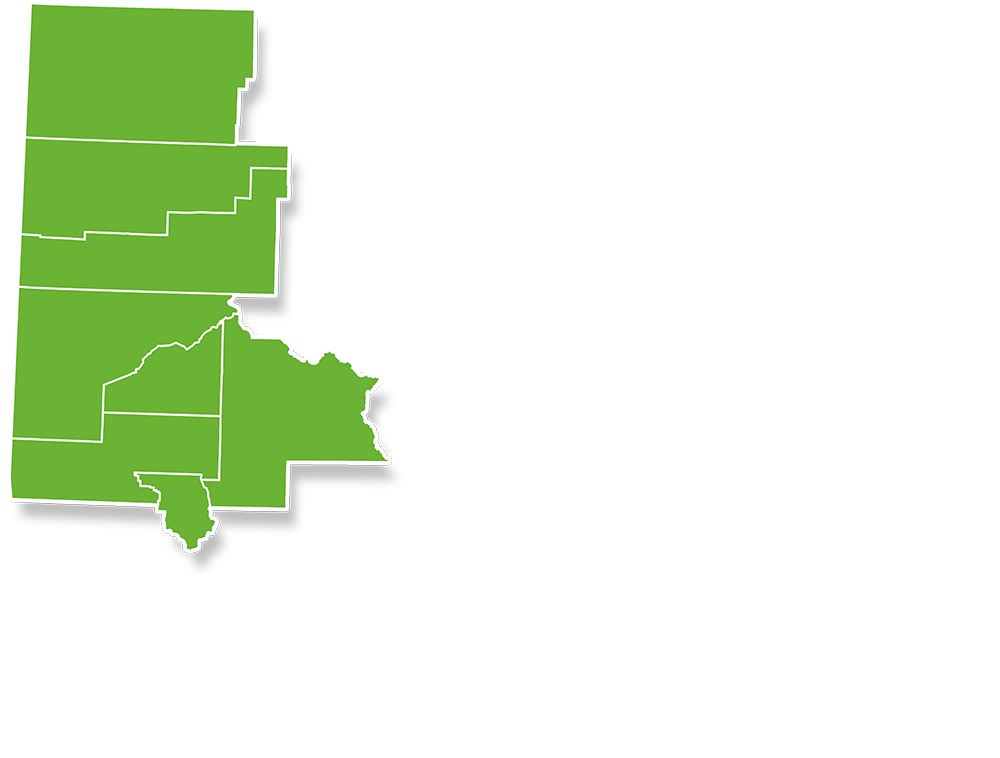 branches located in eight counties